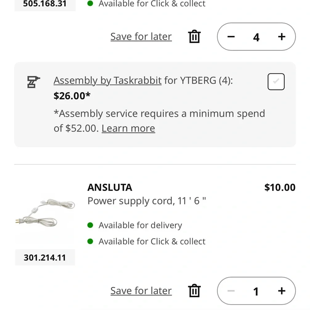IKEA TRADFI Driver With 4 YTBERG Lights And ANSLUTA power Supply